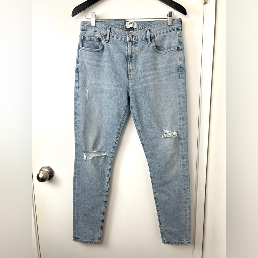 Agolde Sophie Ankle Jeans Women’s size 29 Shrine Light Wash Distressed Stretch